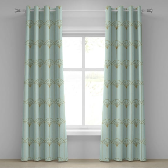 Ambesonne Art Deco Grommet Curtain, Mint Simple Vintage Motif, 50"x96", Mint Green and Sand Brown