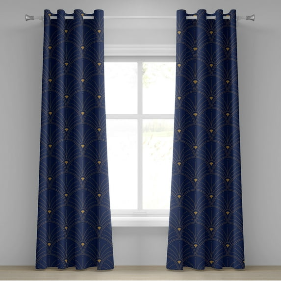 Ambesonne Art Deco Grommet Curtain, Navy Blue Classic Scales, 50"x108", Navy Blue Sand Brown