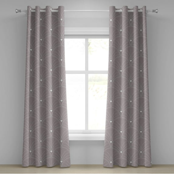 Ambesonne Art Deco Grommet Curtain, Neutral Classic Scales, 50"x108", Warm Taupe and White