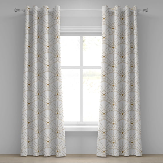 Ambesonne Art Deco Grommet Curtain, Off White Classic Scales, 50"x120", Off White Sand Brown