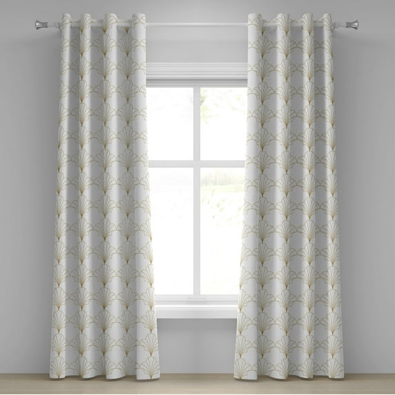 Ambesonne Art Deco Grommet Curtain, Off White Vintage Shells, 50"x120", Off White and Sand Brown