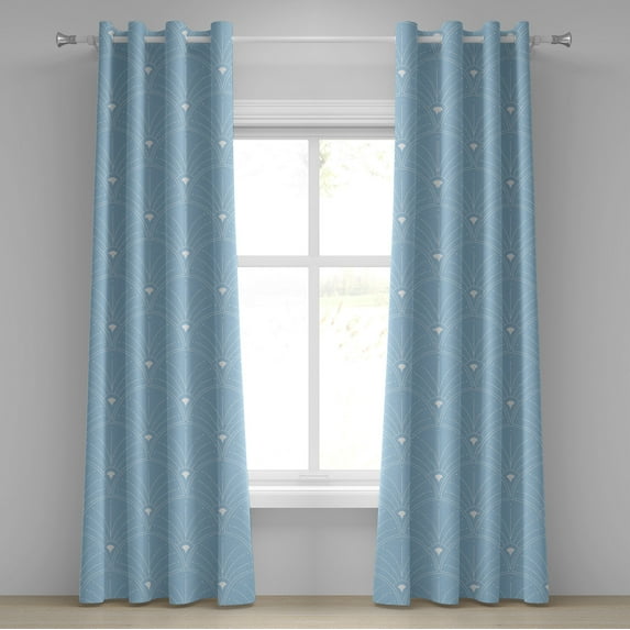 Ambesonne Art Deco Grommet Curtain, Pale Blue Classic Scales, 50"x120", Pale Blue and White