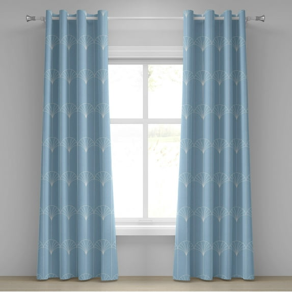 Ambesonne Art Deco Grommet Curtain, Pale Blue Simple Vintage, 50"x108", Pale Sky Blue and White