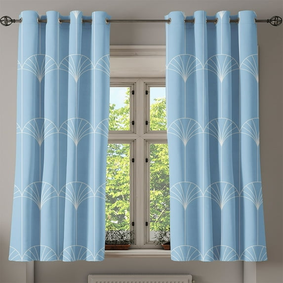 Ambesonne Art Deco Grommet Curtain, Pale Blue Simple Vintage, 50"x60", Pale Sky Blue and White