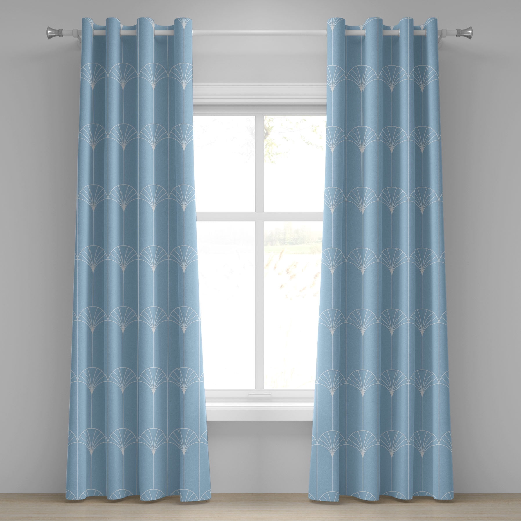 Ambesonne Art Deco Grommet Curtain, Pale Blue Simple Vintage, 50"x96