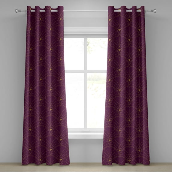 Ambesonne Art Deco Grommet Curtain, Plum Tone Classic Scales, 50"x120", Plum and Sand Brown