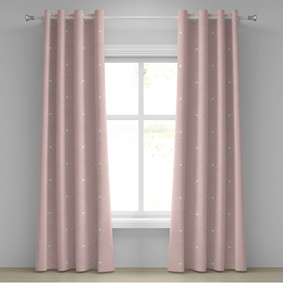 Ambesonne Art Deco Grommet Curtain, Soft Blushy Classic Scales, 50"x96", Blush and White