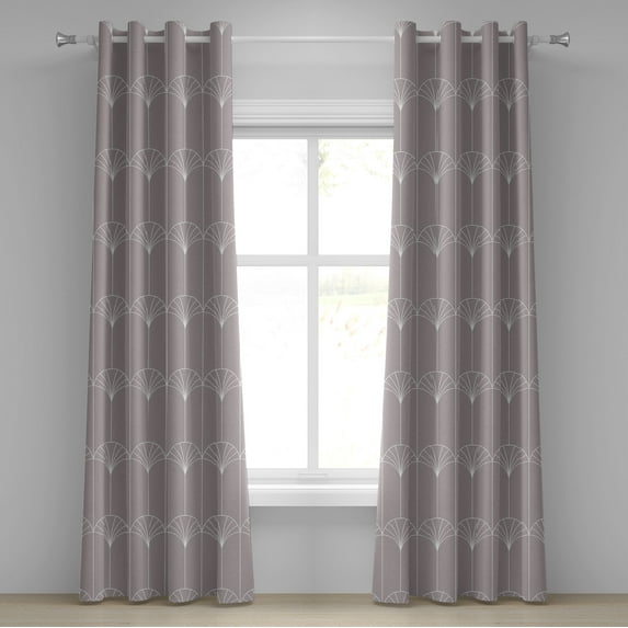 Ambesonne Art Deco Grommet Curtain, Warm Taupe Vintage Motif, 50"x96", Warm Taupe and White