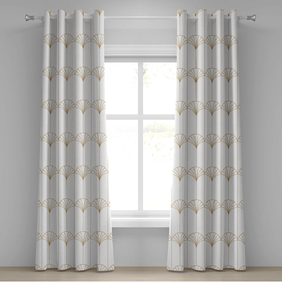 Ambesonne Art Deco Grommet Curtain, White Simple Vintage Motif, 50"x72", White Sand Brown