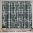 thumbnail image 1 of Ambesonne Art Deco Kitchen Curtains, Linear Grid Ornament Plot, 55"x36", Grey Teal Dark Sea Green, 1 of 3