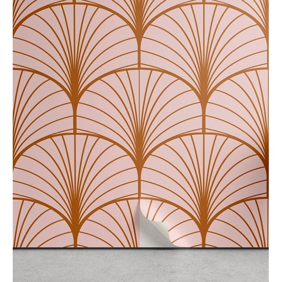 Ambesonne Art Deco Peel & Stick Wallpaper for Home, Blush Geometric Circles, 13"x72", Cinnamon and Blush