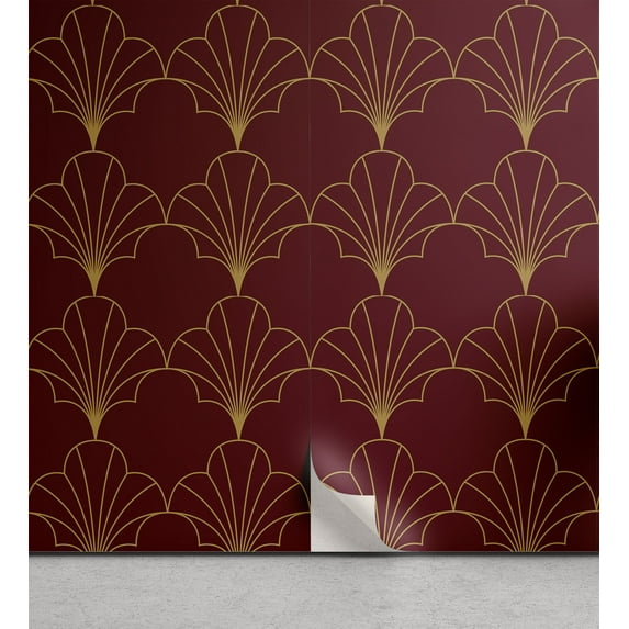 Ambesonne Art Deco Peel & Stick Wallpaper for Home, Burgundy Vintage Shells, 13"x36", Burgundy and Sand Brown
