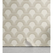 Ambesonne Art Deco Peel & Stick Wallpaper for Home, Minimalist Sun Lines Print, 13"x72", Pale Mustard and Cocoa