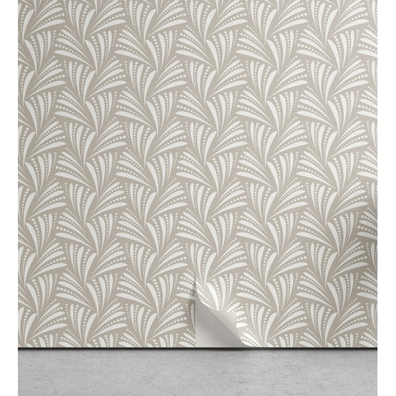 Ambesonne Art Deco Peel & Stick Wallpaper for Home, Seashell Inspired Stripes, 13"x72", Dust and White
