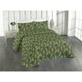 thumbnail image 1 of Ambesonne Art Deco Quilted Bedspread Set 3 Pcs, Feathers Boho Vibe Pattern, Twin, Dark Teal and Mustard, 1 of 4