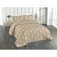 thumbnail image 1 of Ambesonne Art Deco Quilted Bedspread Set 3 Pcs, Pale Brown Semi Circles, Queen, Pale Brown and White, 1 of 4