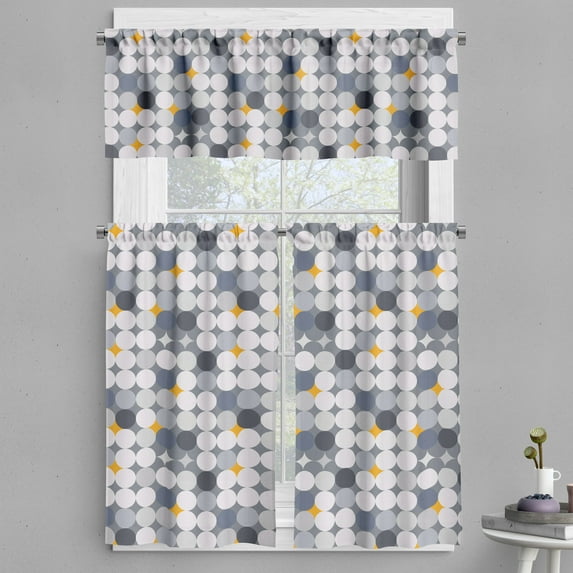 Ambesonne Art Deco Valance & Curtain, Contemporary Rounds Motif, 55"x24", Multicolor