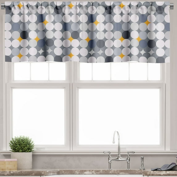 Ambesonne Art Deco Valance Pack of 2, Contemporary Rounds Motif, 54"X18", Multicolor