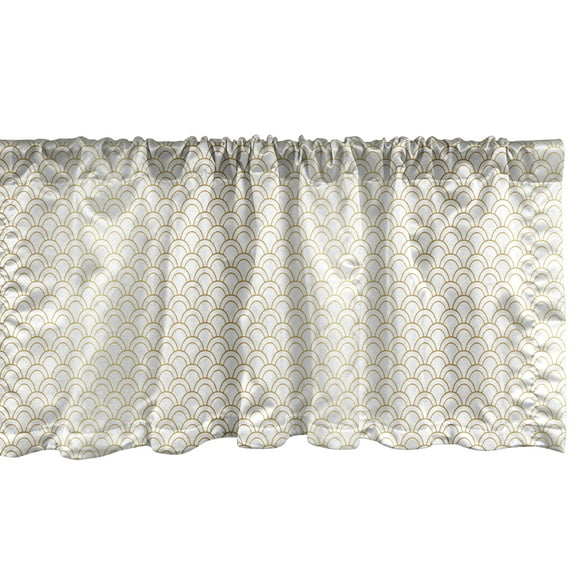 Ambesonne Art Deco Window Valance, Brownish Small Rounds Plot, 54" X 12", Pastel Brown and White