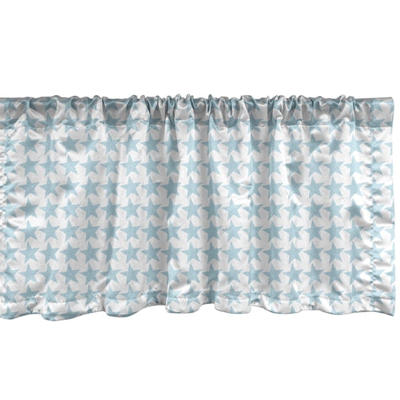 Ambesonne Art Deco Window Valance, Cool Nostalgic Star Shapes, 54" X 12", Pale Blue White
