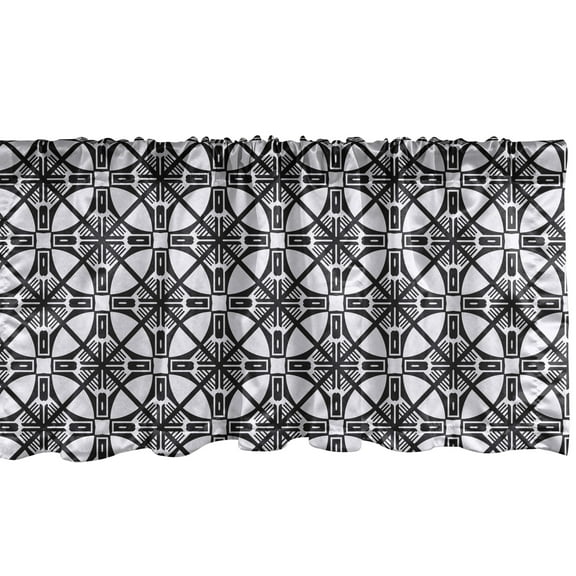 Ambesonne Art Deco Window Valance, Crocked Wire Netting, 54" X 12", Black and Pale Grey