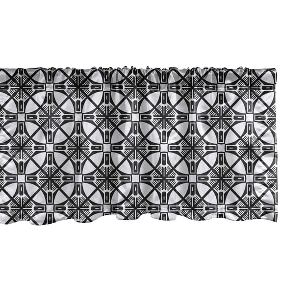Ambesonne Art Deco Window Valance, Crocked Wire Netting, 54" X 18", Black and Pale Grey