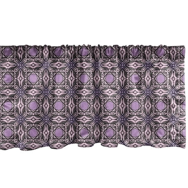 Ambesonne Art Deco Window Valance, Curvy Edged Squares, 54" X 18", Pale Pink Lavender