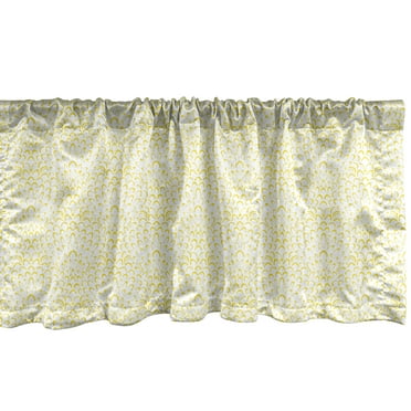 Ambesonne Art Deco Window Valance, Fluffy Aster Flower, 54" X 12", Earth Yellow and White