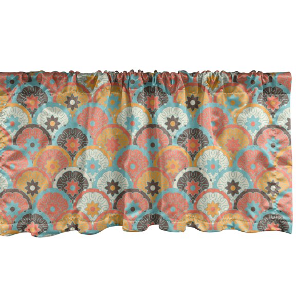 Ambesonne Art Deco Window Valance, Middle Easter Tile Motif, 54" X 18", Multicolor