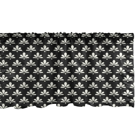 Ambesonne Art Deco Window Valance, Nostalgic Motif on Dark, 42" x 12", Charcoal Grey and Ivory
