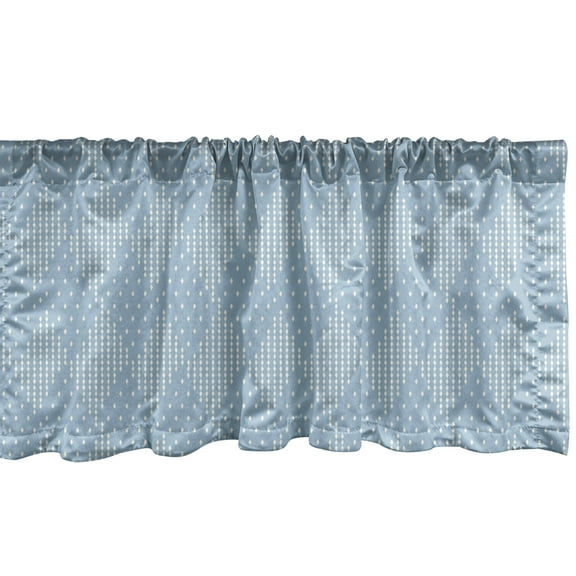 Ambesonne Art Deco Window Valance, Pattern with Tiny Rhombus, 42" x 12", Blue Grey White