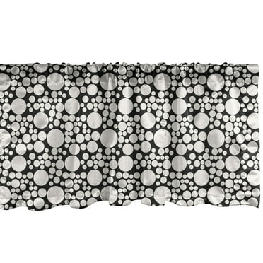 Ambesonne Art Deco Window Valance, Round in Irregular Sizes, 54" X 18", Charcoal Grey White