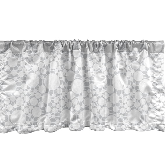 Ambesonne Art Deco Window Valance, Rounds Lines Simplicity, 54" X 18", Pale Grey and White
