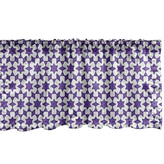 Ambesonne Art Deco Window Valance, Stars and Shapes, 54" X 18", Blue Violet Dark Violet