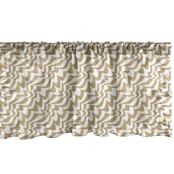 Ambesonne Art Deco Window Valance, Vintage Irregular Waves, 54" X 18", Almond and White