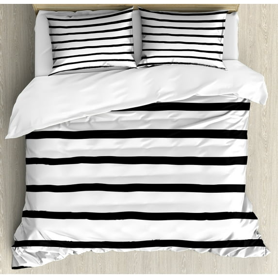 Ambesonne Art Duvet Cover Set, Minimalist Paintbrush, 2-Calking, Charcoal Grey