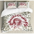 thumbnail image 1 of Ambesonne Art Duvet Cover Set, Vintage Portrait Grunge Design, King, Sage Green Ruby and Tan, 1 of 3