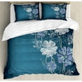 thumbnail image 1 of Ambesonne Art Duvet Cover Sets, Cherry Blossom Bridal Theme, 2-Queen, Petrol Blue Lavender, 1 of 6