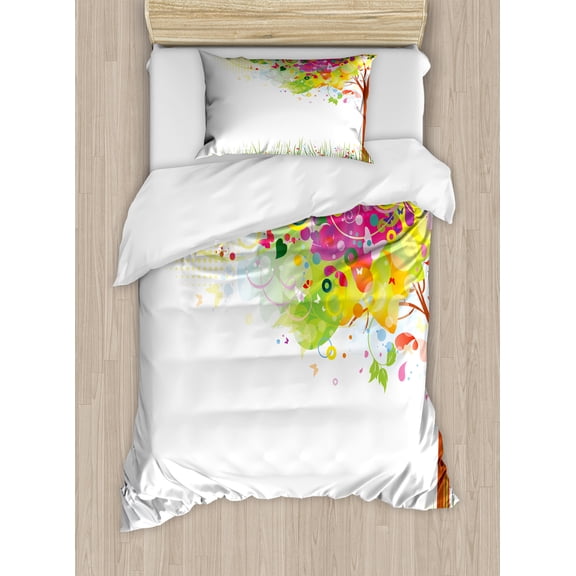 Ambesonne Art Duvet Cover Sets, Color Bursting Tree of Life, 2-Twin, Multicolor