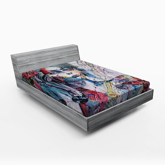 Ambesonne Art Fitted Sheet, Fantasy Portrait of a Girl, Queen Size, Multicolor