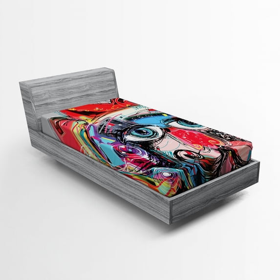 Ambesonne Art Fitted Sheet, Grafitti Sketchy Paint, Twin Size, Multicolor