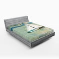 thumbnail image 1 of Ambesonne Art Fitted Sheet, Monet Sailing Boat, Full Size, Pale Blue Teal and White, 1 of 3
