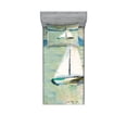 thumbnail image 1 of Ambesonne Art Fitted Sheet & Pillow Sham Set, Monet Sailing Boat, Twinxl, Pale Blue Teal and White, 1 of 2