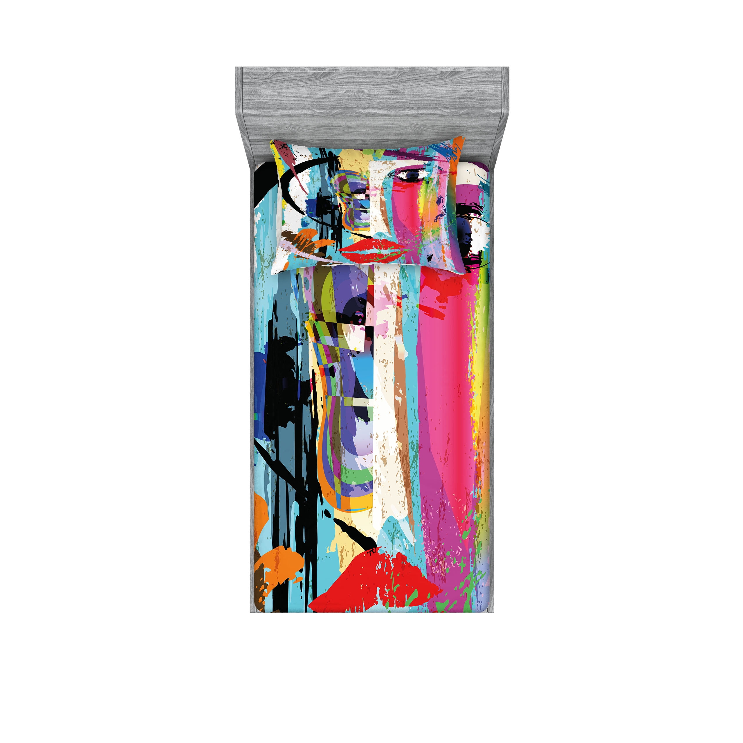 Twin Multicolor Abstract Print Microfiber Sheet Set