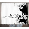 thumbnail image 1 of Ambesonne Art Nouveau Curtains 2 Panel Set, Bird Lily Petals, 108" x 90", Black and White, 1 of 3