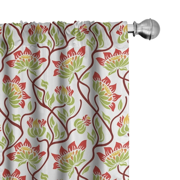 Ambesonne Art Nouveau Curtains, Vibrant Japanese, Pair of 28"x63", Multicolor