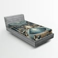 thumbnail image 1 of Ambesonne Art Nouveau Fitted Sheet, Panorama of a Pool Hall, Twin Size, Pale Taupe Blue Grey, 1 of 3