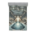 thumbnail image 1 of Ambesonne Art Nouveau Fitted Sheet & Pillow Sham Set, Panorama of a Pool Hall, Queen, Pale Taupe Blue Grey, 1 of 2