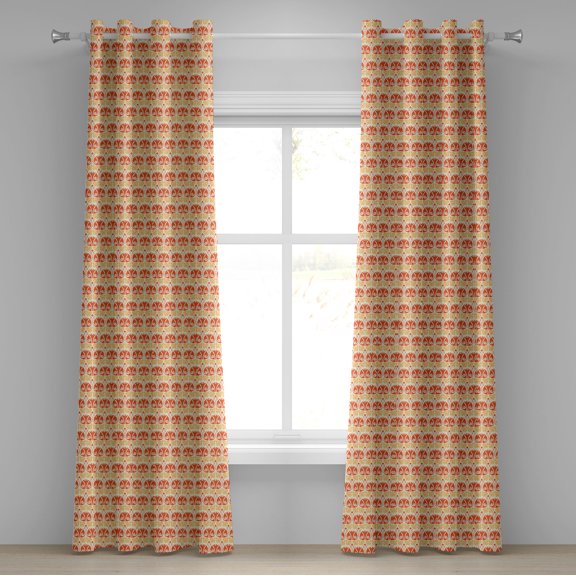 Ambesonne Art Nouveau Grommet Curtain, Modern Mushroom, 50" x 72", Orange Mustard Yellow