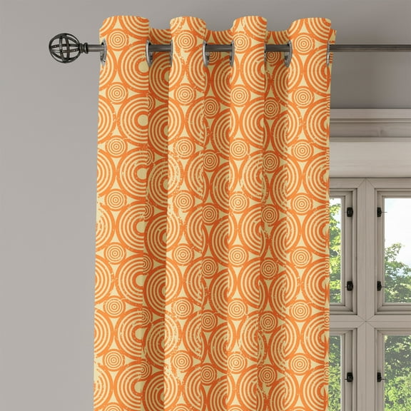 Ambesonne Art Nouveau Grommet Curtain Single Panel, Pastel Geometric Grunge, 50"x60", Pale Yellow Vermilion